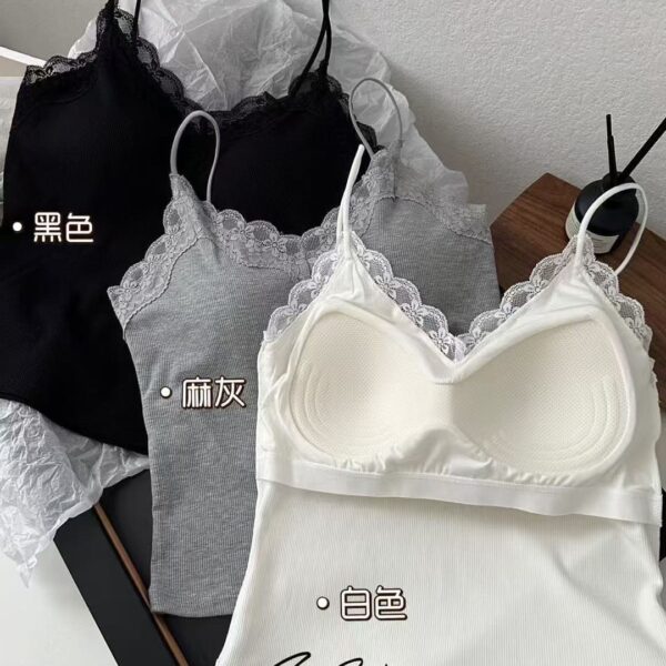 法式螺紋蕾絲背心