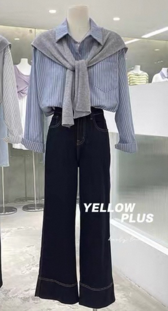 條紋襯衫兩件套